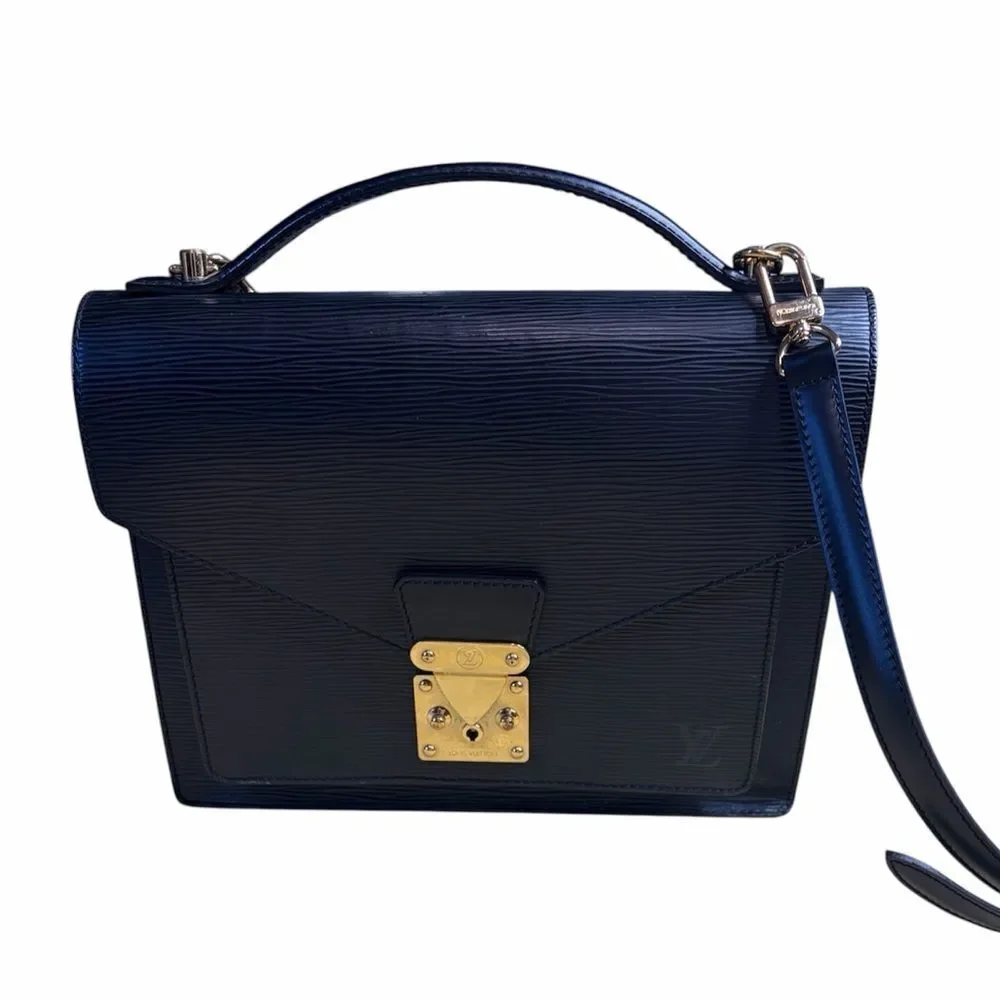 VINTAGE Louis Vuitton Monceau Black Epi Leather Handbag